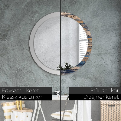 Round decorative wall mirror Abstract wood