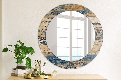 Round decorative wall mirror Abstract wood