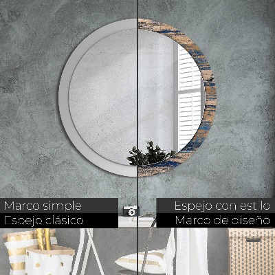 Round decorative wall mirror Abstract wood