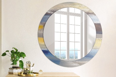 Round decorative wall mirror Abstract painting