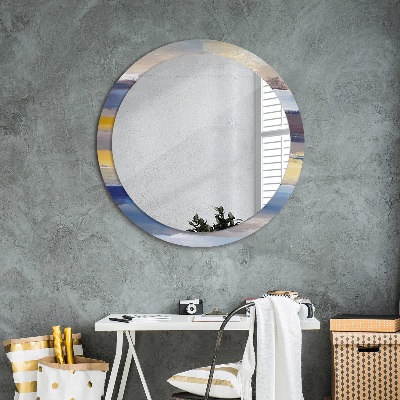 Round decorative wall mirror Abstract painting