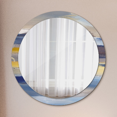 Round decorative wall mirror Abstract painting