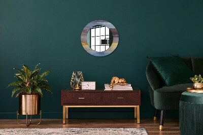 Round decorative wall mirror Abstract painting