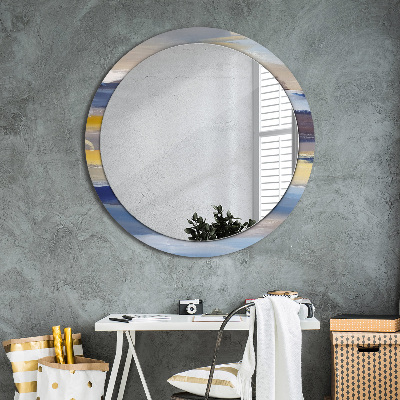 Round decorative wall mirror Abstract painting