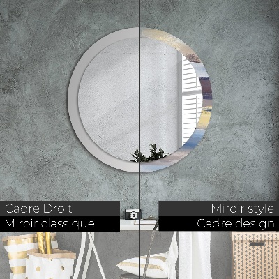 Round decorative wall mirror Abstract painting