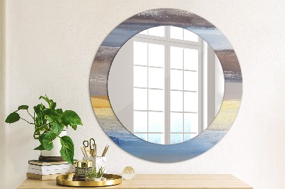 Round decorative wall mirror Abstract painting