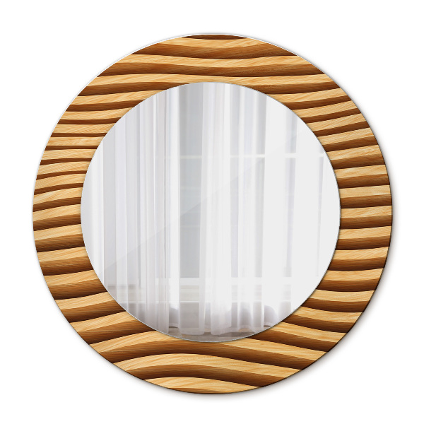 Round decorative wall mirror Wooden wave