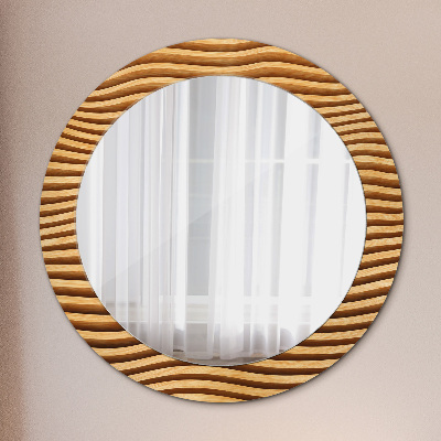 Round decorative wall mirror Wooden wave