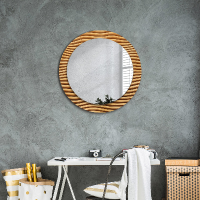 Round decorative wall mirror Wooden wave