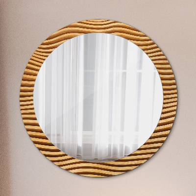 Round decorative wall mirror Wooden wave