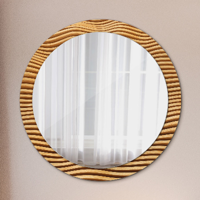 Round decorative wall mirror Wooden wave