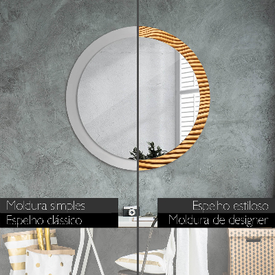 Round decorative wall mirror Wooden wave