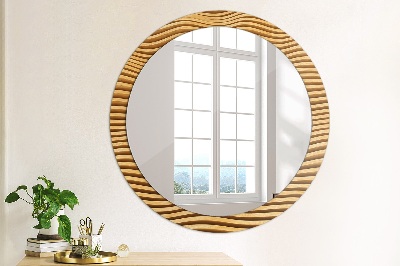 Round decorative wall mirror Wooden wave