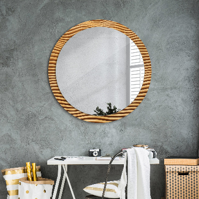 Round decorative wall mirror Wooden wave