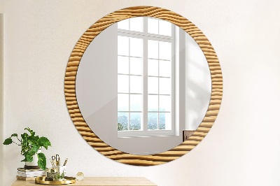 Round decorative wall mirror Wooden wave