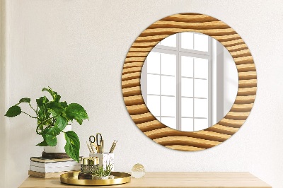 Round decorative wall mirror Wooden wave