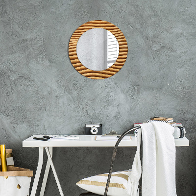 Round decorative wall mirror Wooden wave