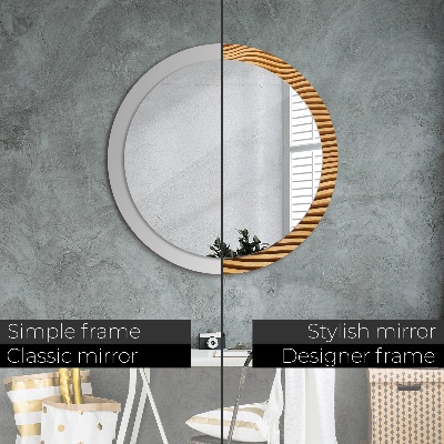 Round decorative wall mirror Wooden wave