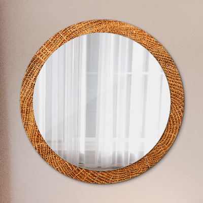 Round decorative wall mirror Oak wood