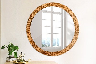 Round decorative wall mirror Oak wood