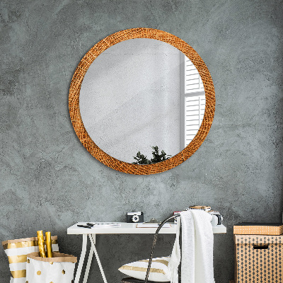 Round decorative wall mirror Oak wood