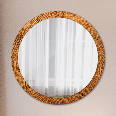 Round decorative wall mirror Oak wood