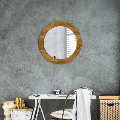Round decorative wall mirror Rustic oak