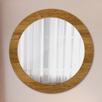 Round decorative wall mirror Rustic oak