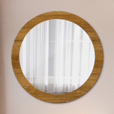 Round decorative wall mirror Rustic oak