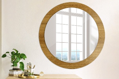 Round decorative wall mirror Rustic oak