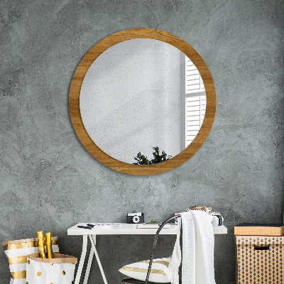 Round decorative wall mirror Rustic oak