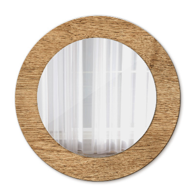 Round decorative wall mirror Wood texture