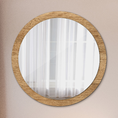 Round decorative wall mirror Wood texture