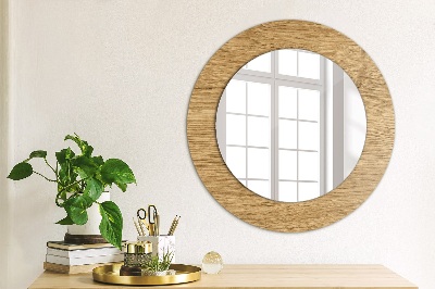 Round decorative wall mirror Wood texture