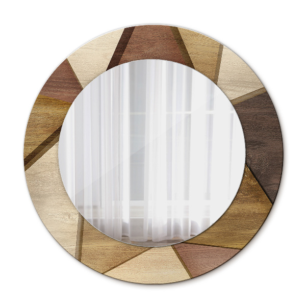 Round decorative wall mirror Geometric wood 3d