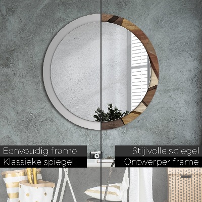 Round decorative wall mirror Geometric wood 3d