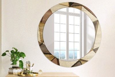 Round decorative wall mirror Geometric wood 3d