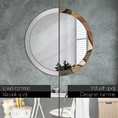 Round decorative wall mirror Geometric wood 3d