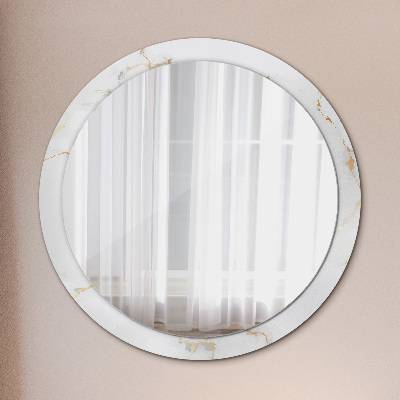 Round decorative wall mirror White gold marble