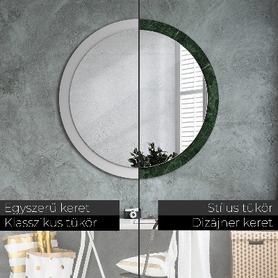 Round decorative wall mirror Green marble