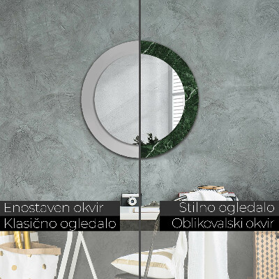 Round decorative wall mirror Green marble