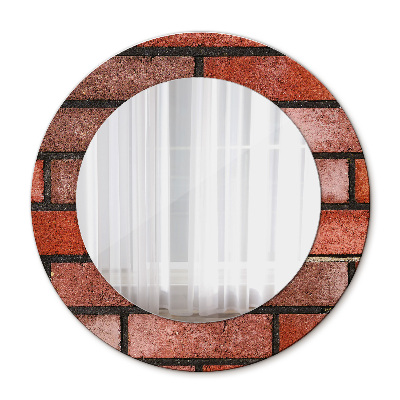 Round decorative wall mirror Red brick