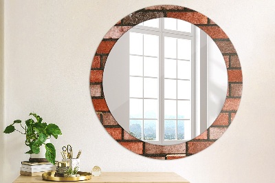 Round decorative wall mirror Red brick