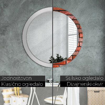 Round decorative wall mirror Red brick