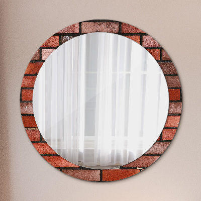 Round decorative wall mirror Red brick