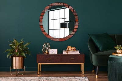 Round decorative wall mirror Red brick