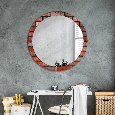 Round decorative wall mirror Red brick