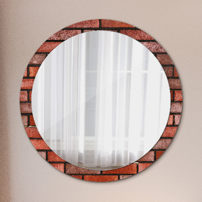 Round decorative wall mirror Red brick