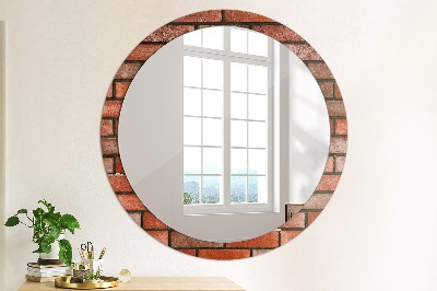 Round decorative wall mirror Red brick