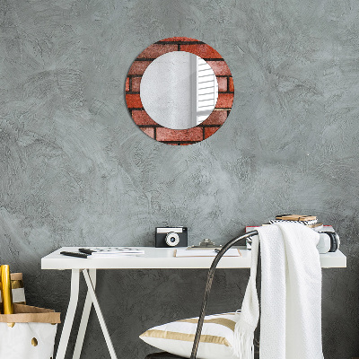 Round decorative wall mirror Red brick